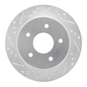 Chevrolet S10 Brake Rotor (1) - Rear Left - R1 Concepts - Drilled & Slotted - Silver - `97-`05